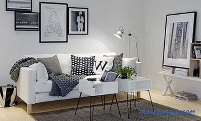 Interiér škandinávskeho štýlu obývacej izby