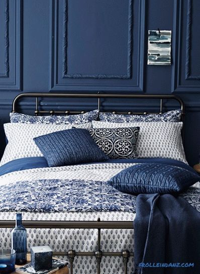 Modrá farba v interiéri spálne - 50 príkladov a dizajnérske pravidlá