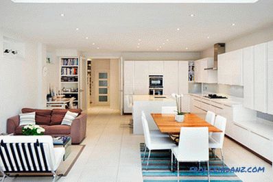 Návrh obývačky v kombinácii s kuchyňou